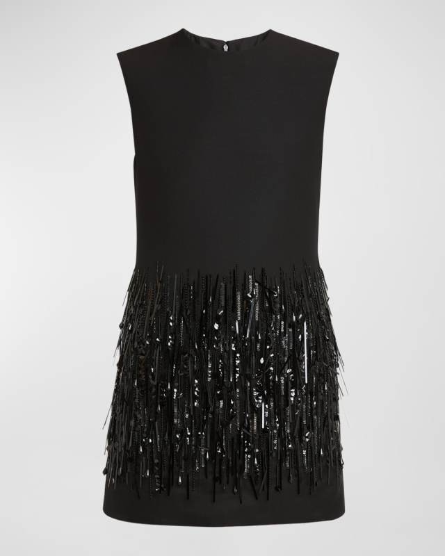 Sequined Crepe Sleeveless Mini Dress